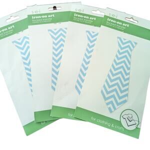 4 Iron On Blue and White Chevron Neck Ties